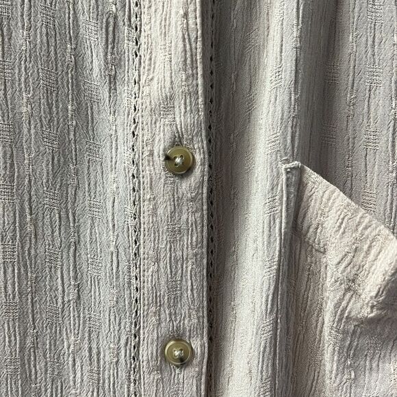 Free People “The Best Shirt” Gauzy Beige Blouse with‎ Crochet Inset – Size S - Picture 11 of 12